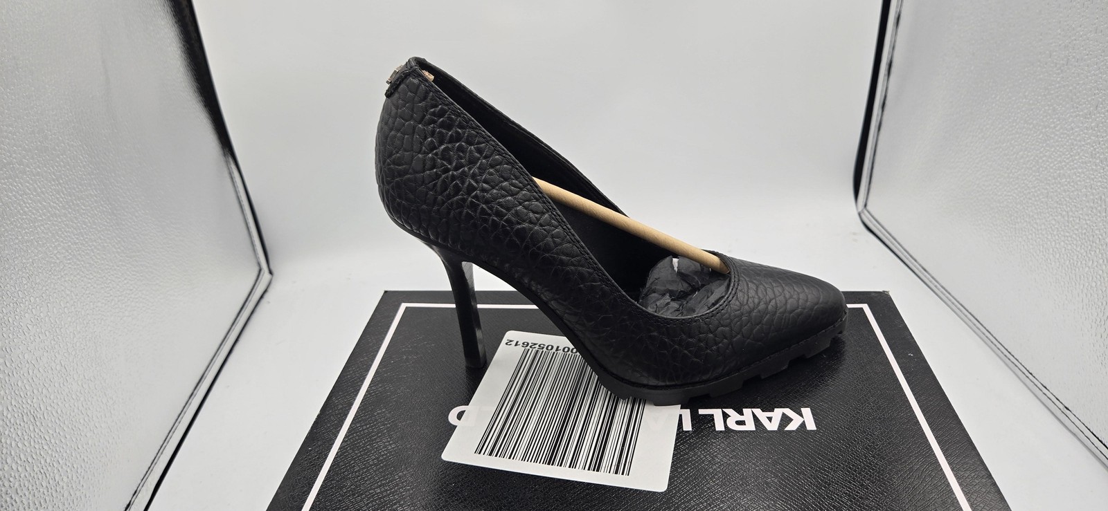 Karl Lagerfeld Madelyn Shoes Womens 6.5 Black Tumbled Leather Stiletto Pump