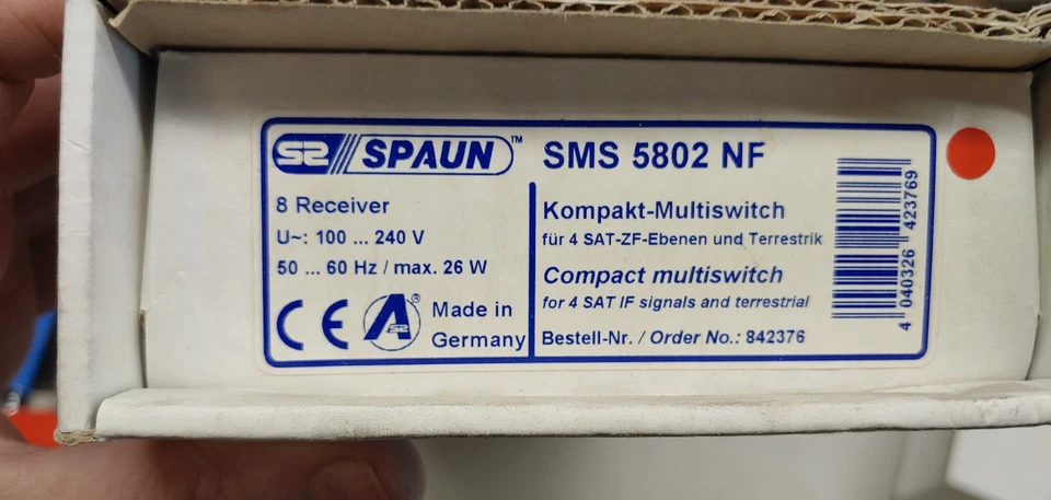 Spaun SMS 5802 NF Compact Multiswitch fpr 4 sat IF signals,  NEW - Image 2 of 2