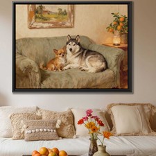 Dog Artwork Canvas Print Chihuahua Husky Living Room Decor Oil Painting Art