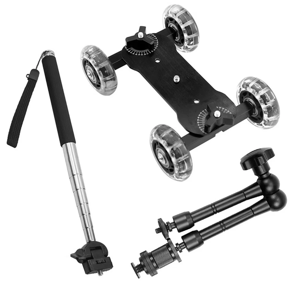 Camera Table Slider Dolly Mini Desktop Video Car for DSLR Smooth Pulley Shots - Image 2 of 4