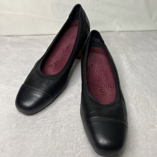 Munro Danielle black leather captoe ballet flat shoe comfort women spectator 9.5 - Picture 1 of 13