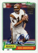 KEN ANDERSON: 2013 Topps Archives Fan Favorites Autograph card #FFA-KA