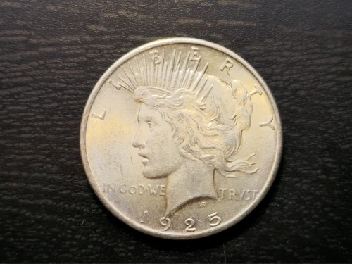 1925 PEACE SILVER DOLLAR, 90% SILVER Very Nice AU RARE DATE
