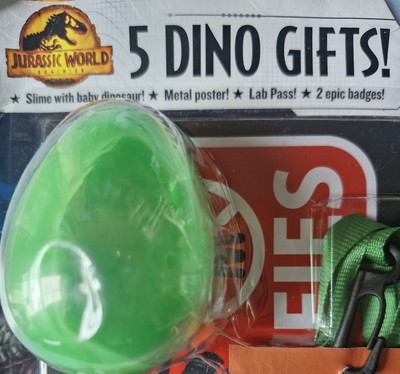 Jurassic World Schleim Dinosaurier Geschenkpackung/Abzeichen/Laborpass Neu in OVP - Gebrauchsspuren an Verpackung