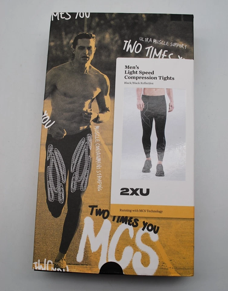 2XU Black Reflective Running Light Speed Compression Tights- Men's XXL - Image 2 of 4