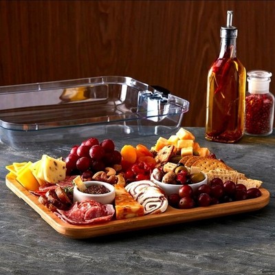 Sabatier Build A Board Bamboo Serving Board w/ Lid 11''x14''   NEW