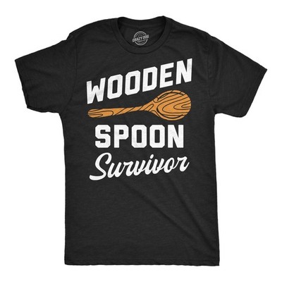 Mens Funny T Shirts Wooden Spoon Survivor Sarcastic Parenting Graphic Novelty