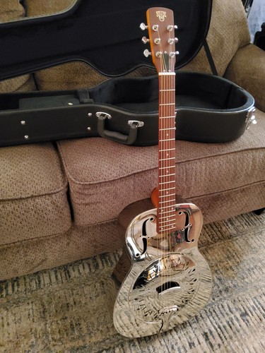 Dobro Hound Dog M-14 Metal body Round Neck Resonator Guitar W/ Case