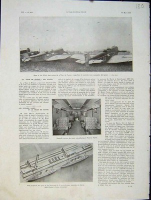 Original alter Vintage Druck Orly Air-Port Aviation Havre Train französisch 1931 20.