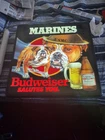 Budweiser Beer Sign " The Marines " Bulldogs Light Up Bar Sign vtg 1980's Pub