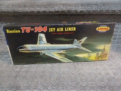 Aurora Russian TU-104 Jet Air Liner Airplane 127-98 Model Kit 1959 BRAND NEW