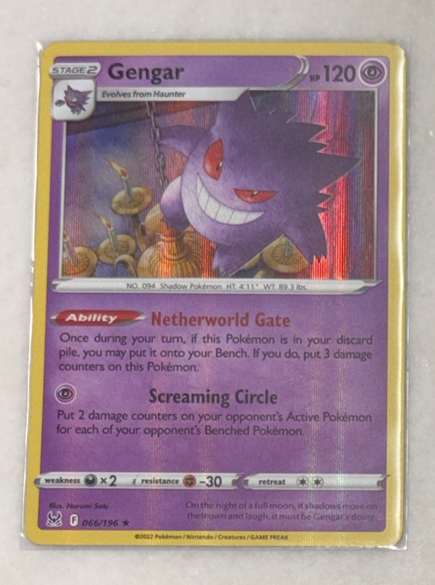 Pokemon Gengar Holo Rare SWSH11: Lost Origin 066/196 NM TCG