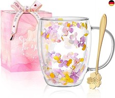 Schöne Trockene Blume Doppelwand Glas Kaffeetasse Herbst Teetasse Mit Griff 