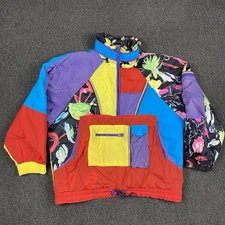 Vtg 80s East West Jacket Abstract Pullover 1/2 Zip OpArt Ski Funky Size Medium