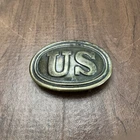 Vintage Civil War Union Reproduction US Impressed Oval Brass Belt Buckle