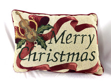 Vintage Merry Christmas Tapestry Throw Pillow 16" X 12"Home Decor