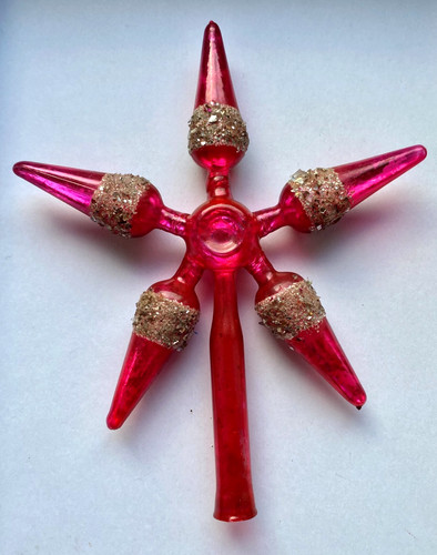 RARE STAR Antique Russian Glass Tree Topper / Feather tree ornament 8.5" or 22cm