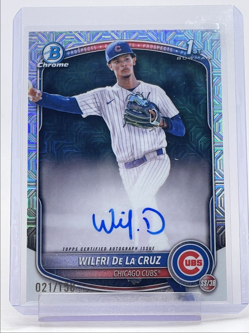 WILFRI DE LA CRUZ 2025 BOWMAN CHROME 1ST HTA CHOICE REFRACTOR AUTO /150 Q0223