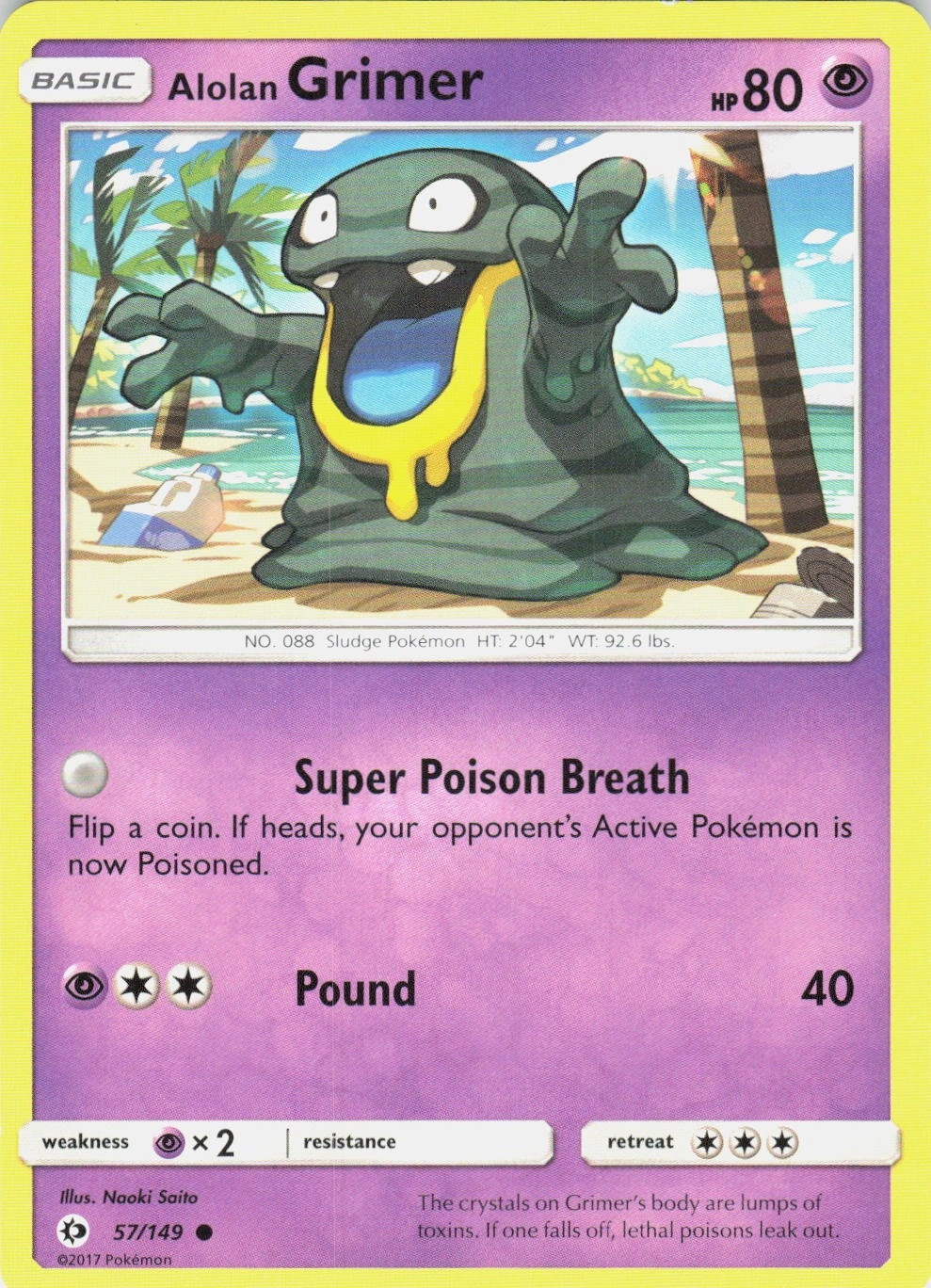 Alolan Grimer 57/149 Sun & Moon Base Set Common LP Pokemon TCG