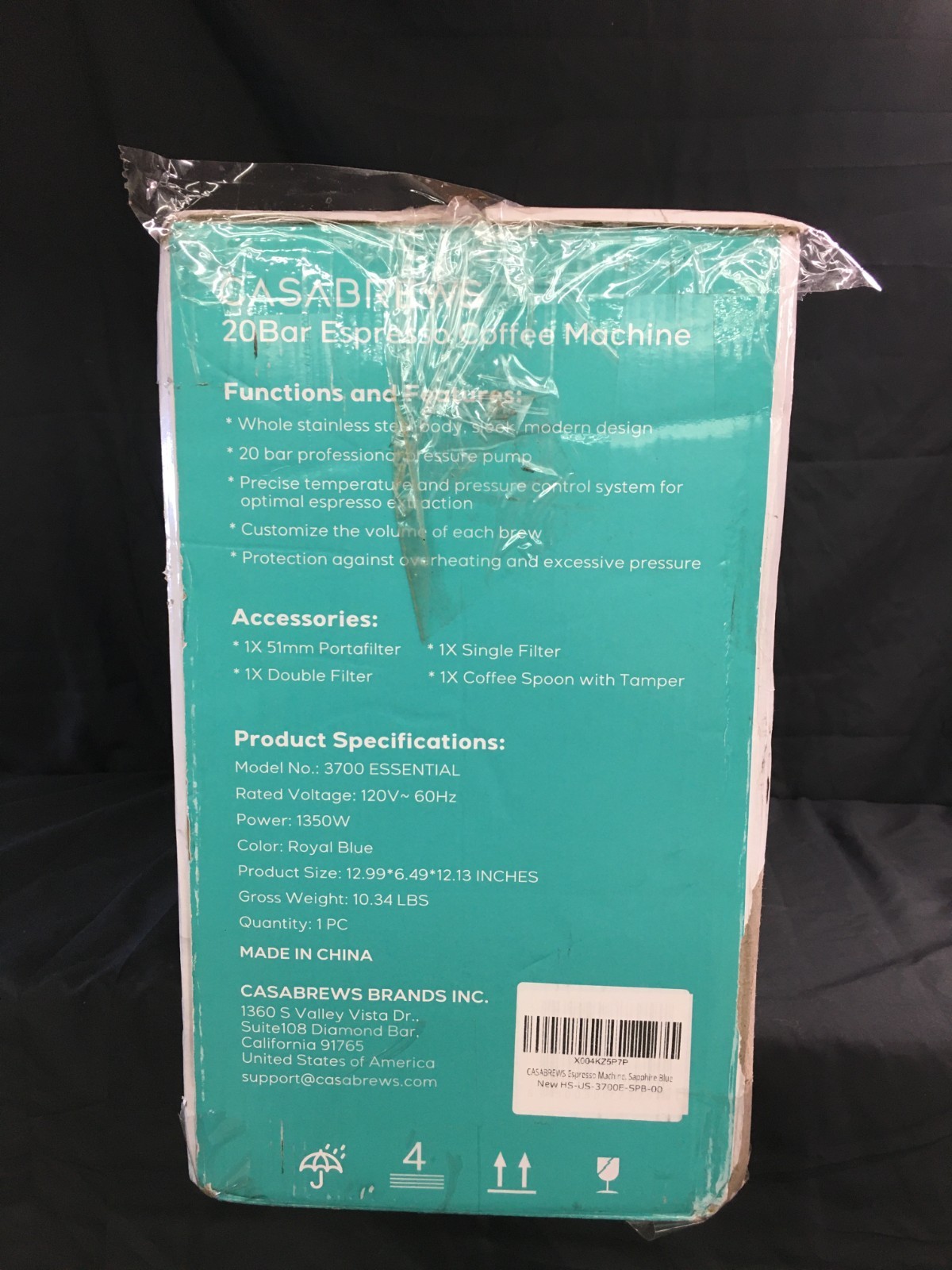 CASABREWS 3700 Essential 20 Bar Espresso Machine w/ Milk Steamer - Blue