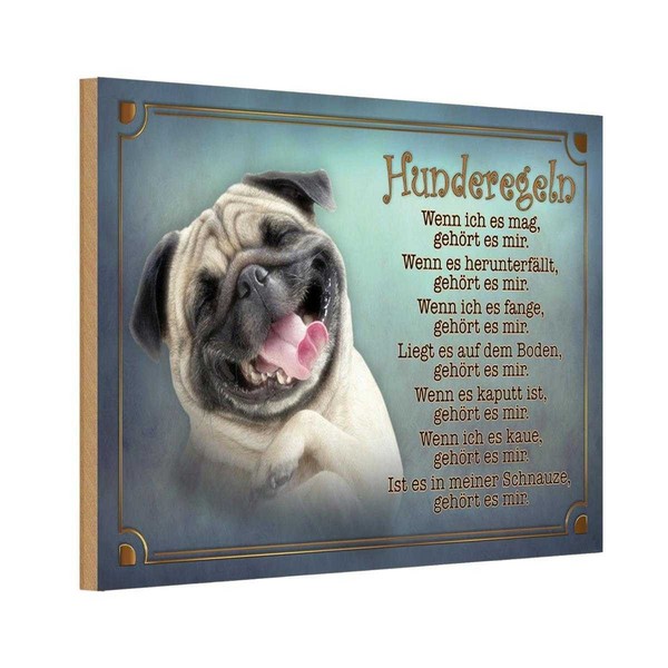 Holzschild 20X30 Cm Hunderegeln Wenn Ich Es Mag Tier Haustier Deko Geschenk Holz-image