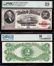 VERY NICE Bold & Crisp VF+ 1917 $2 BRACELET US Legal Tender Note! PMG 25! 23585