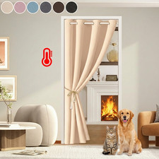 Blackout Door Curtain Eyelet Closet Thermal Insulated Drapes Privacy Home Panel