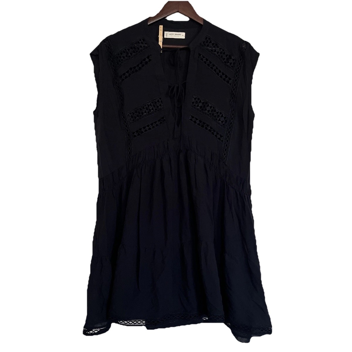 Lucky Brand Women's Crochet Lace Inset Mini Dress SZ M | eBay
