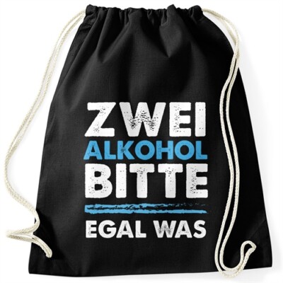 Gym bag with slogan two alcohol please funny gym bag drinking beer party