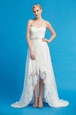 HBH Brautkleid,Vokuhila Kleid | Vorne kurz hinten lang mit Spitze,Ivory