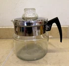 Pyrex Glass Percolator Coffee Pot 6 Cup 7756 Stove Top Stainless POT & LID ONLY