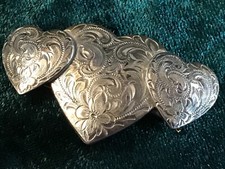 Sterling Silver Southwestern Triple Heart Floral  Paisley Swirls Barrette