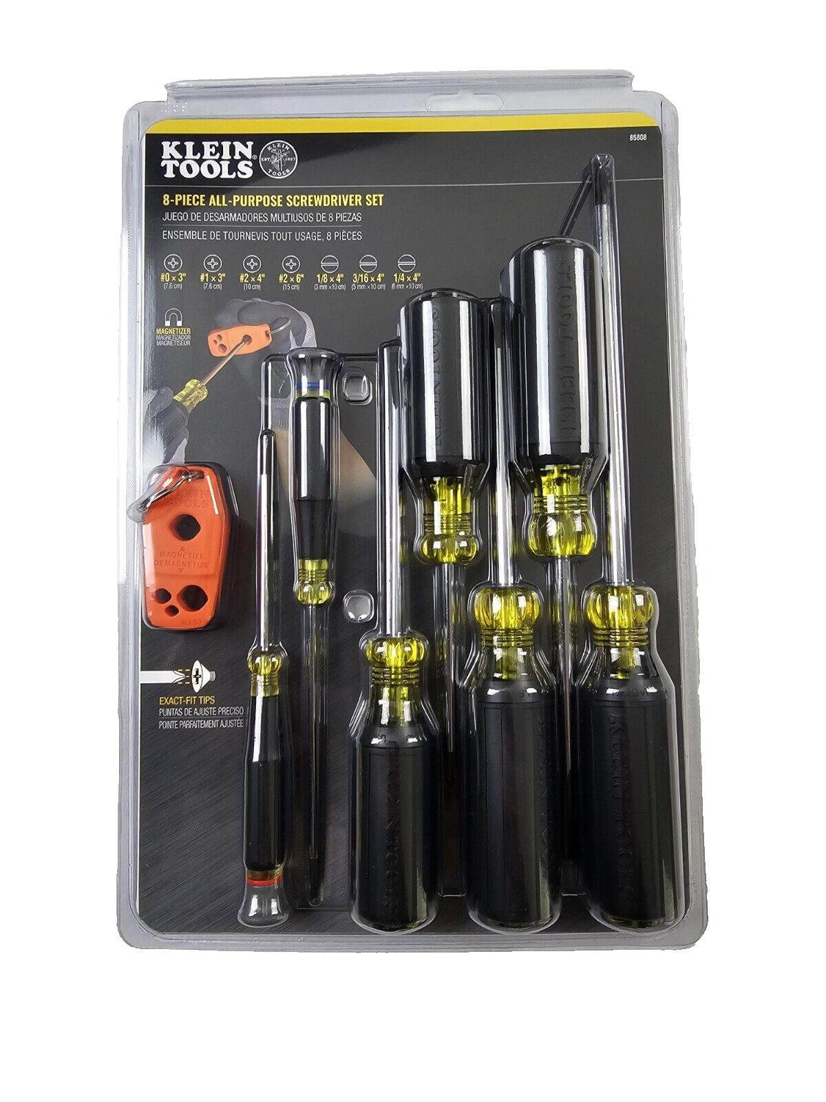 Klein Tools 85808 All-Purpose 8 Piece Screwdriver Set + Magnetizer/Demagnetizer