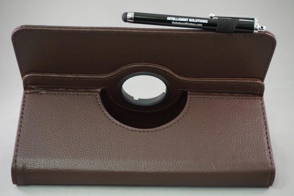 8" BROWN  ACP Tablet Case Cover Folio - with Stylus and (2) Hardened Glass - Image 3 of 4