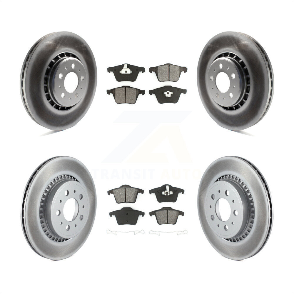Coated Disc Brake Rotors And SemiMetallic Pads Front Rear Kit For