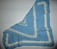 New Soft Handmade Crocheted Baby Receiving Bassinet Cradle Blanket Blue White
