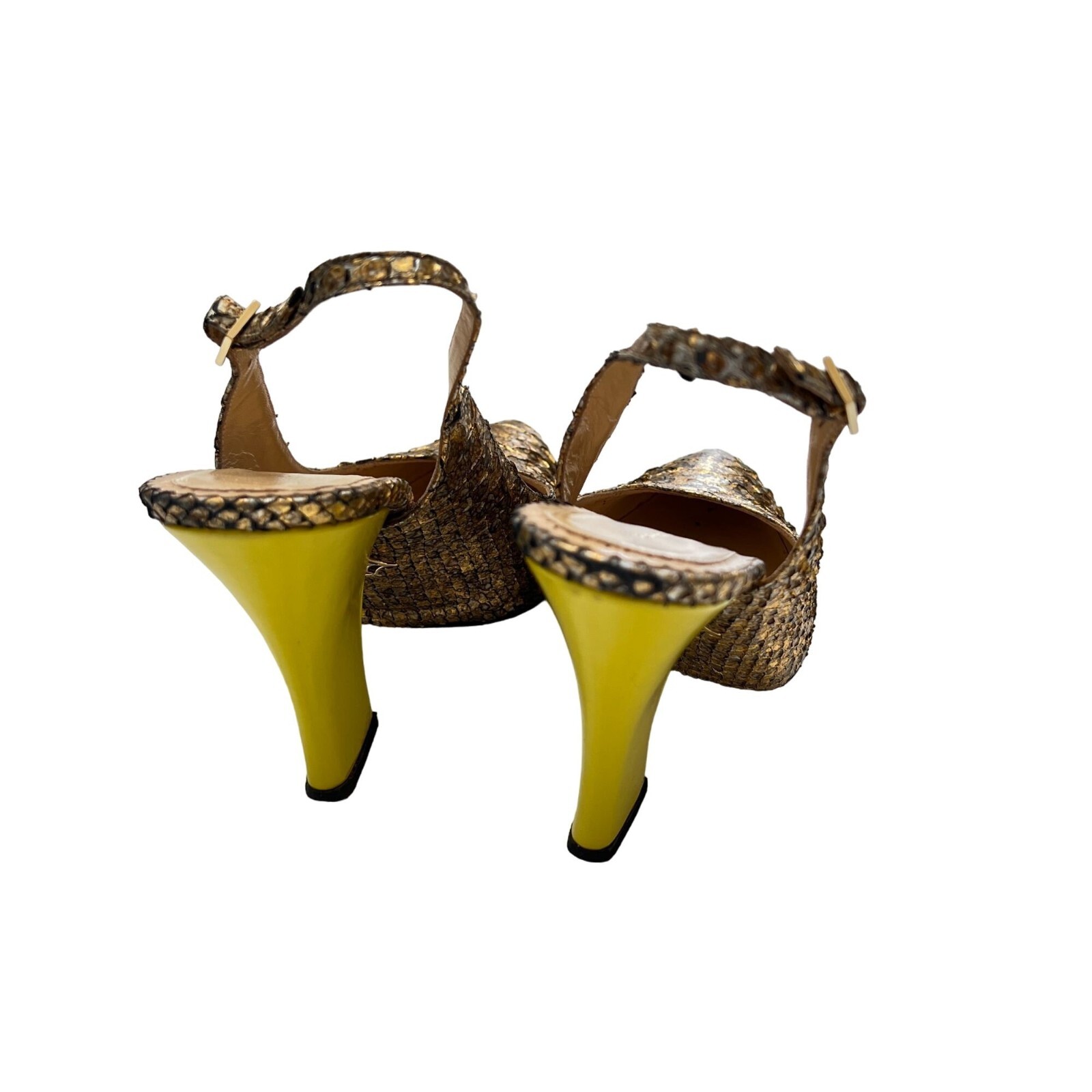 Charlotte Olympia Bronze Python Slingback Neon He… - image 4