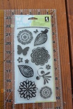 INKADINKADO NATURE Set 12 Leaves Leaf Butterfly Flower Foliage Clear Stamps L