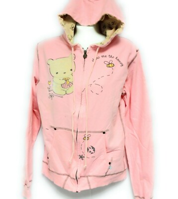 Womens Juniors David & Goliath Show Me The Honey Pink Zip Hoodie Sweatshirt