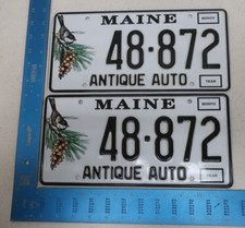 Maine License Plate Tag Pair Set Antique Auto 48-872