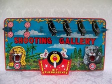 MARX Toys 1950's Tin Litho Shooting Gallery with Wind-Up Duck Targets