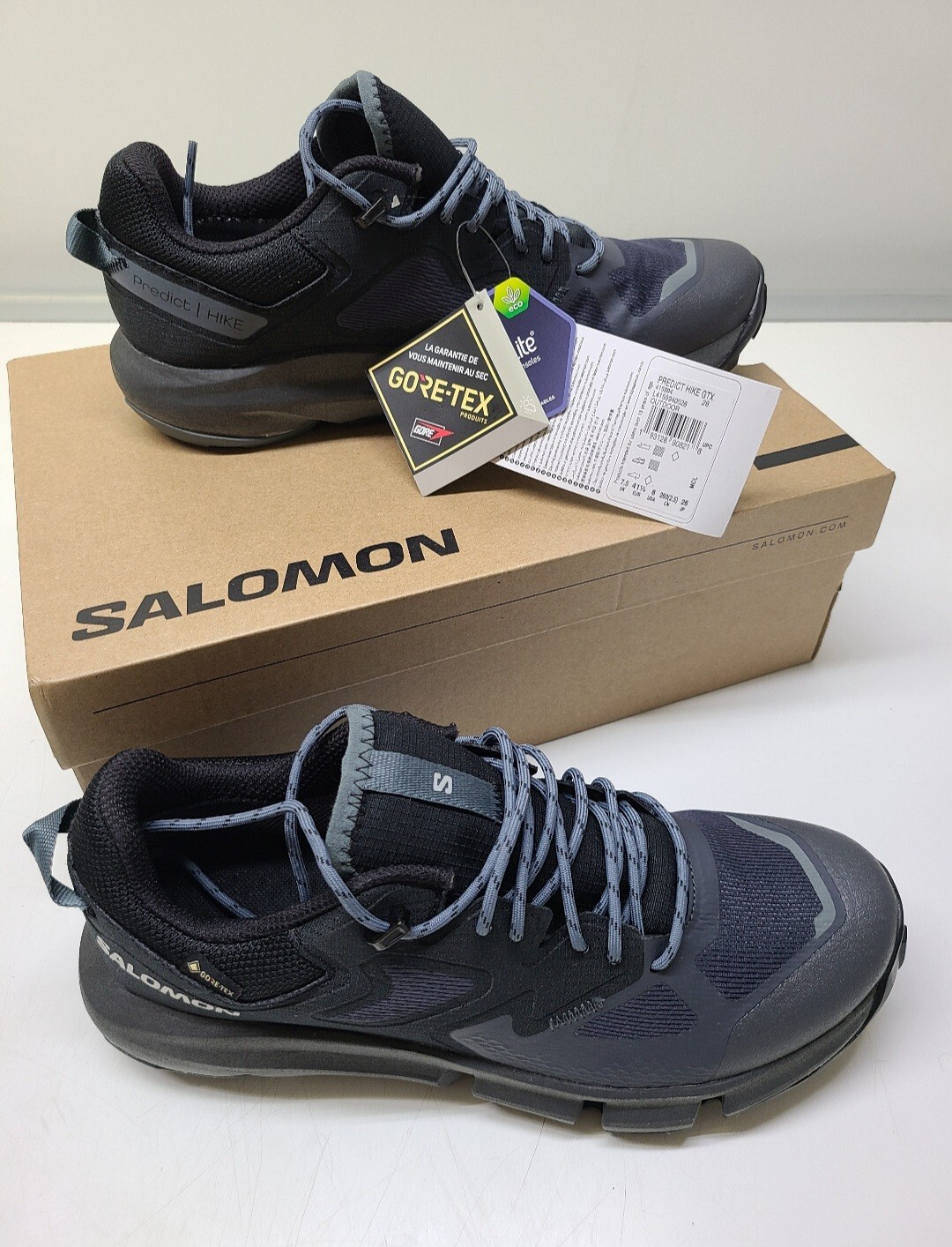 Scarpe da trekking Salomon Predict Hike GTX da uomo *taglia 8 nere ebano