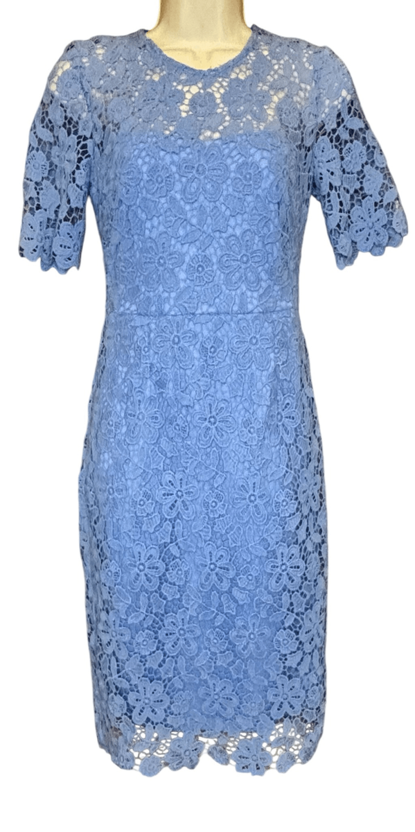 Eliza J Illusion Sleeve Lace Sheath Dress In Blue NWT Size 0 | eBay