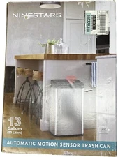 NINESTARS Automatic Touchless Motion Sensor Rectangular Trash Can, 13gal