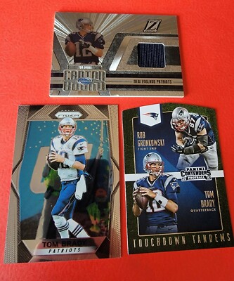 TOM BRADY GAME USED JERSEY CARD #d199 + PRIZM +TB Rob Gronkowski TD INSERT CARD