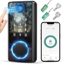 Psos Black Keyless Entry Fingerprint Biometric Keypad Smart Lock for Front Door