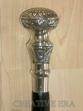 VICTORIAN Beautiful Ornate Handle Brass Black Wooden Walking Cane 36" Long Gift