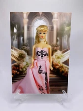 Brand New Barbie in a Beautiful Pink Gown Art Print/Postcard