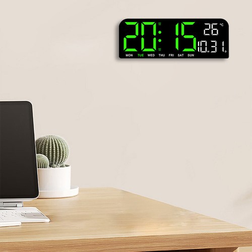 Large LED Digital Wall Clock Wall Data Time Temperature Display Bedside Alarm - Picture 13 of 17