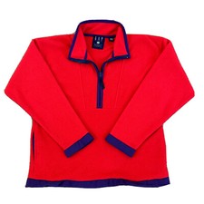 Vintage 90s Gap Arctic Light Fleece Jacket Medium Half Zip Red And Purple